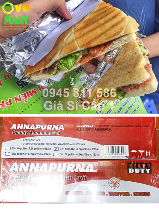 Màng nhôm bọc Bánh Mì 6kg X 45cm - giấy bạc giữ nhiệt bánh mì tam giác 9