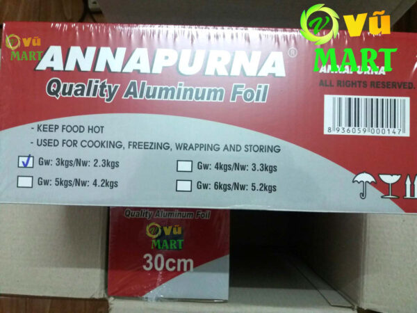 Giấy Bạc Nướng 3 kg Annapurna - Giấy Bạc Nướng Thịt Cá - Đủ mét - Lõi nhỏ 1