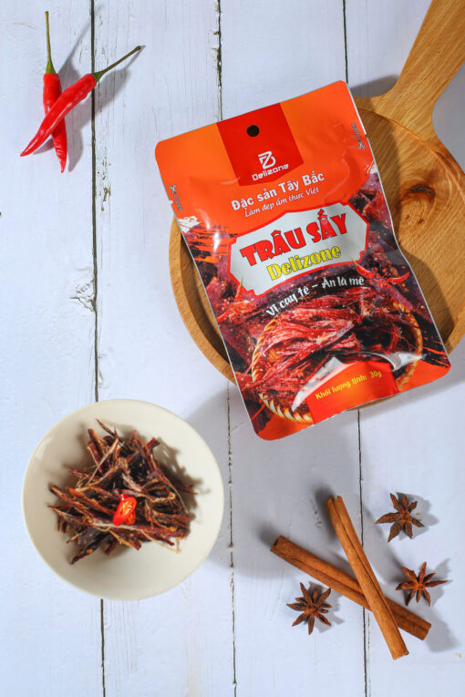Thịt Trâu Sấy Nguyên Miếng 30g Delizone – Cay Tê Đậm Vị, Đảm Bảo An Toàn 1