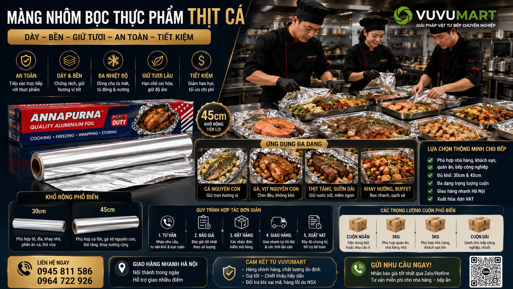 Giấy bạc lót khay nướng bánh chọn khổ theo khay và quy trình của bếp