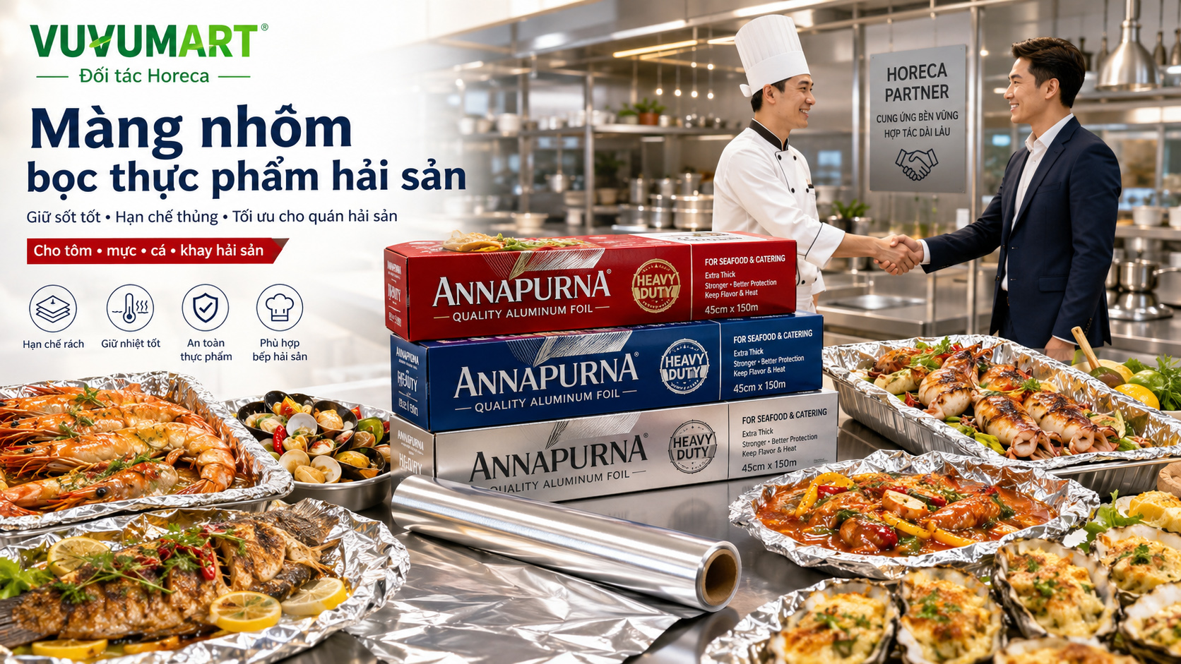Màng nhôm Annapurna cho Horeca: chọn quy cách theo từng mô hình bếp 2 Màng nhôm Annapurna cho Horeca chọn quy cách theo từng mô hình bếp