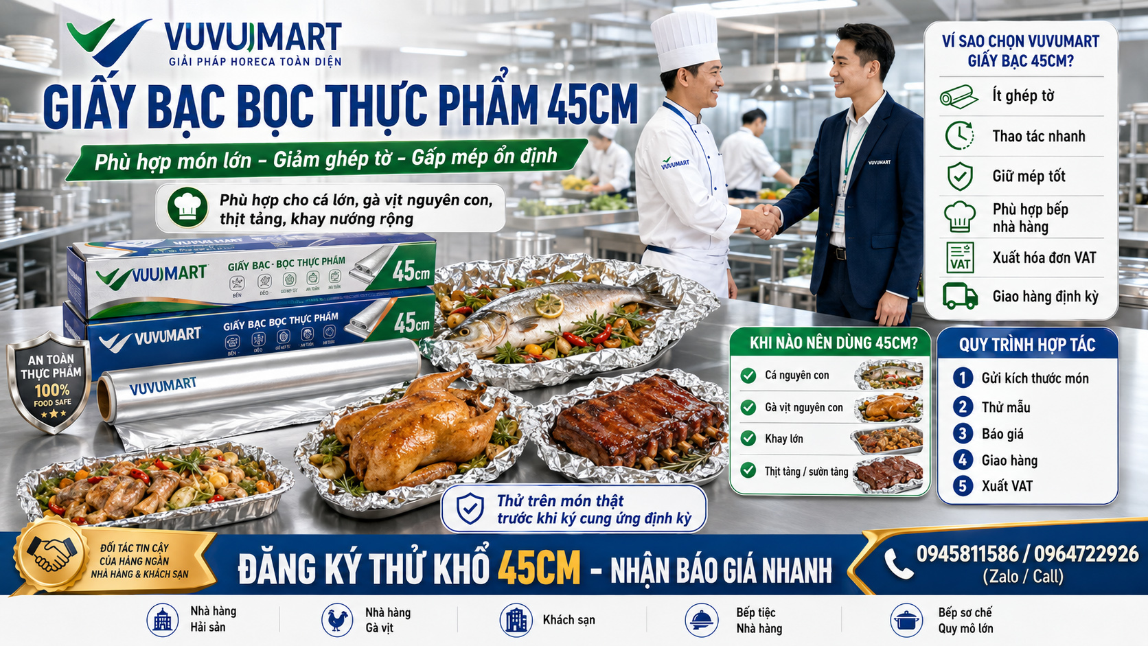Màng nhôm cho quán lẩu nướng chọn cuộn theo món, bàn và giờ cao điểm