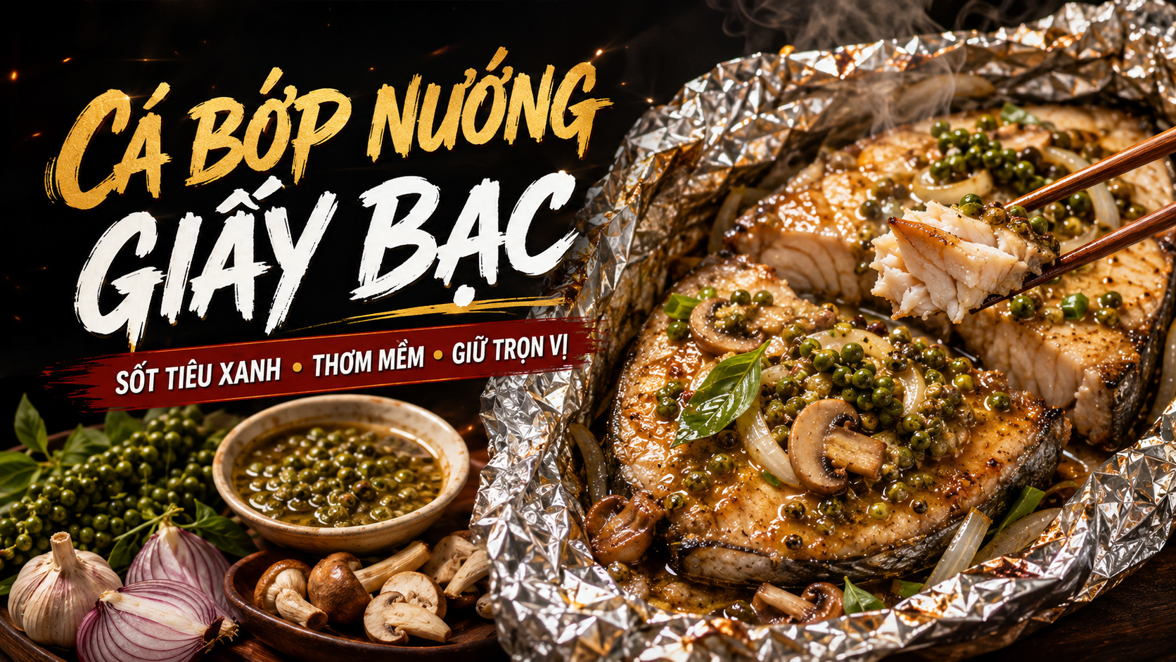 Cá bớp nướng giấy bạc nhà hàng hải sản: chọn khổ theo phần cá và khay 2 Cá bớp nướng giấy bạc nhà hàng hải sản chọn khổ theo phần cá và khay