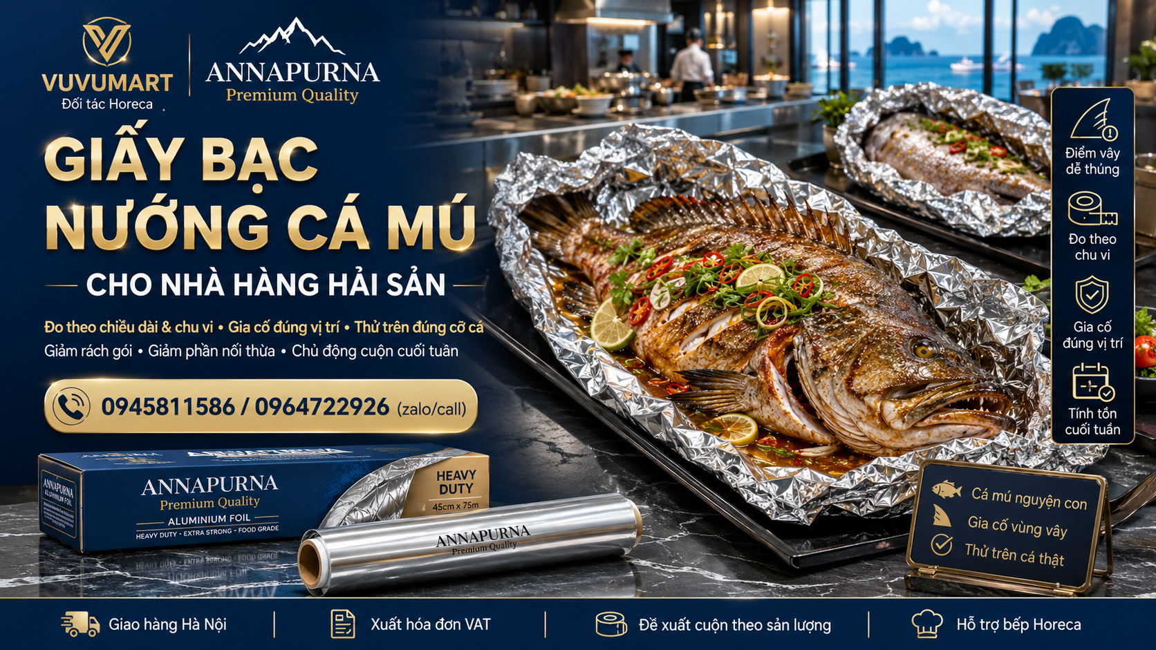 Cá mú nướng giấy bạc nhà hàng hải sản: đo cá và giảm giấy bị rách 1 Cá mú nướng giấy bạc nhà hàng hải sản đo cá và giảm giấy bị rách