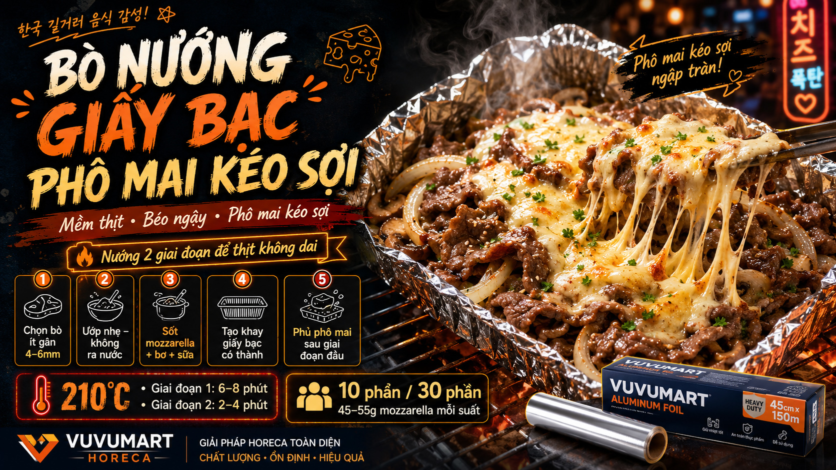 Cách làm bò nướng giấy bạc phô mai kéo sợi béo mềm, thơm ngậy