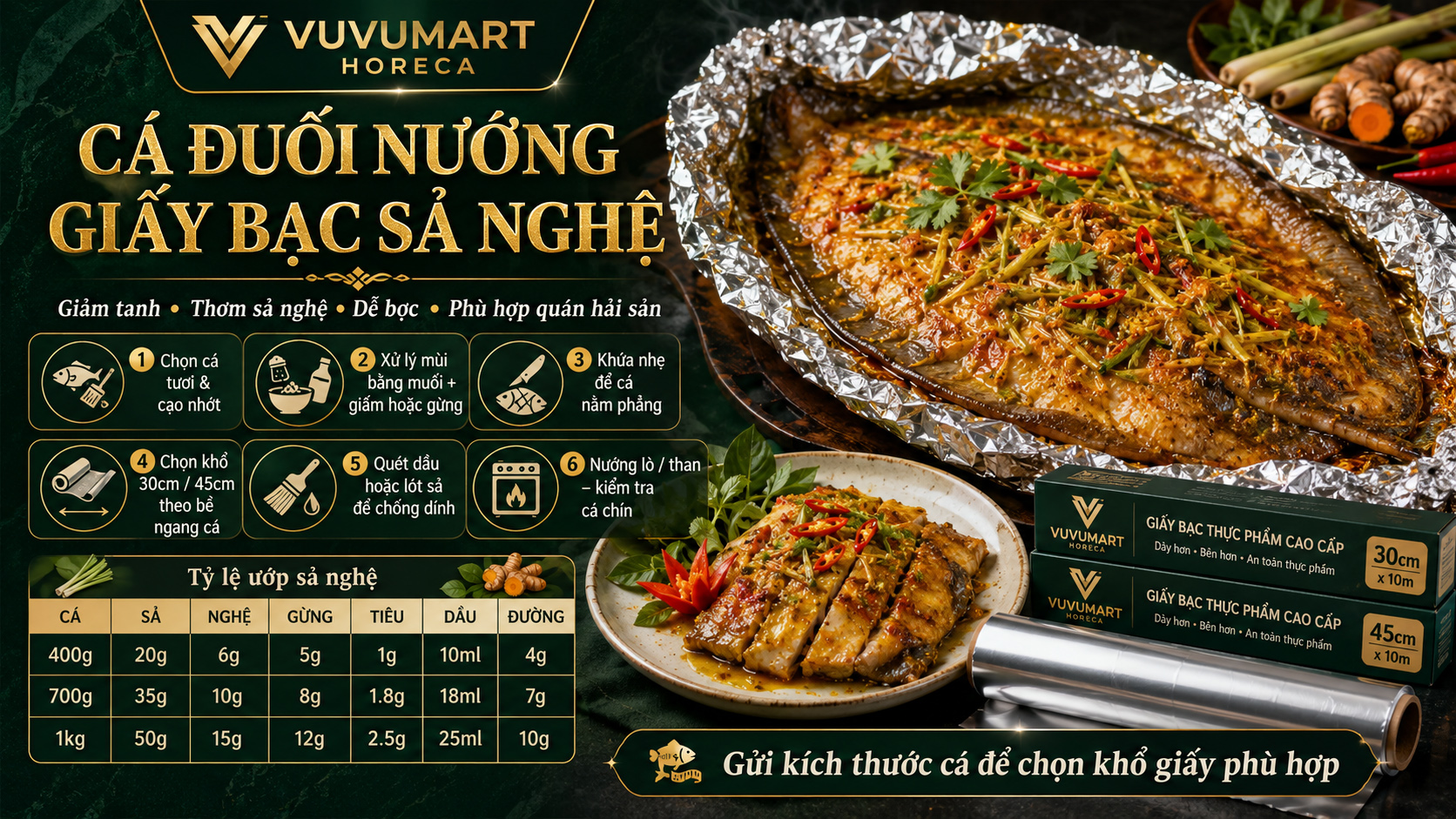 Cách làm cá đuối nướng giấy bạc sả nghệ thơm lừng, khử tanh dễ