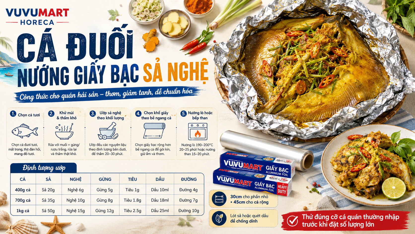 Cách làm cá đuối nướng giấy bạc sả nghệ thơm lừng, khử tanh dễ