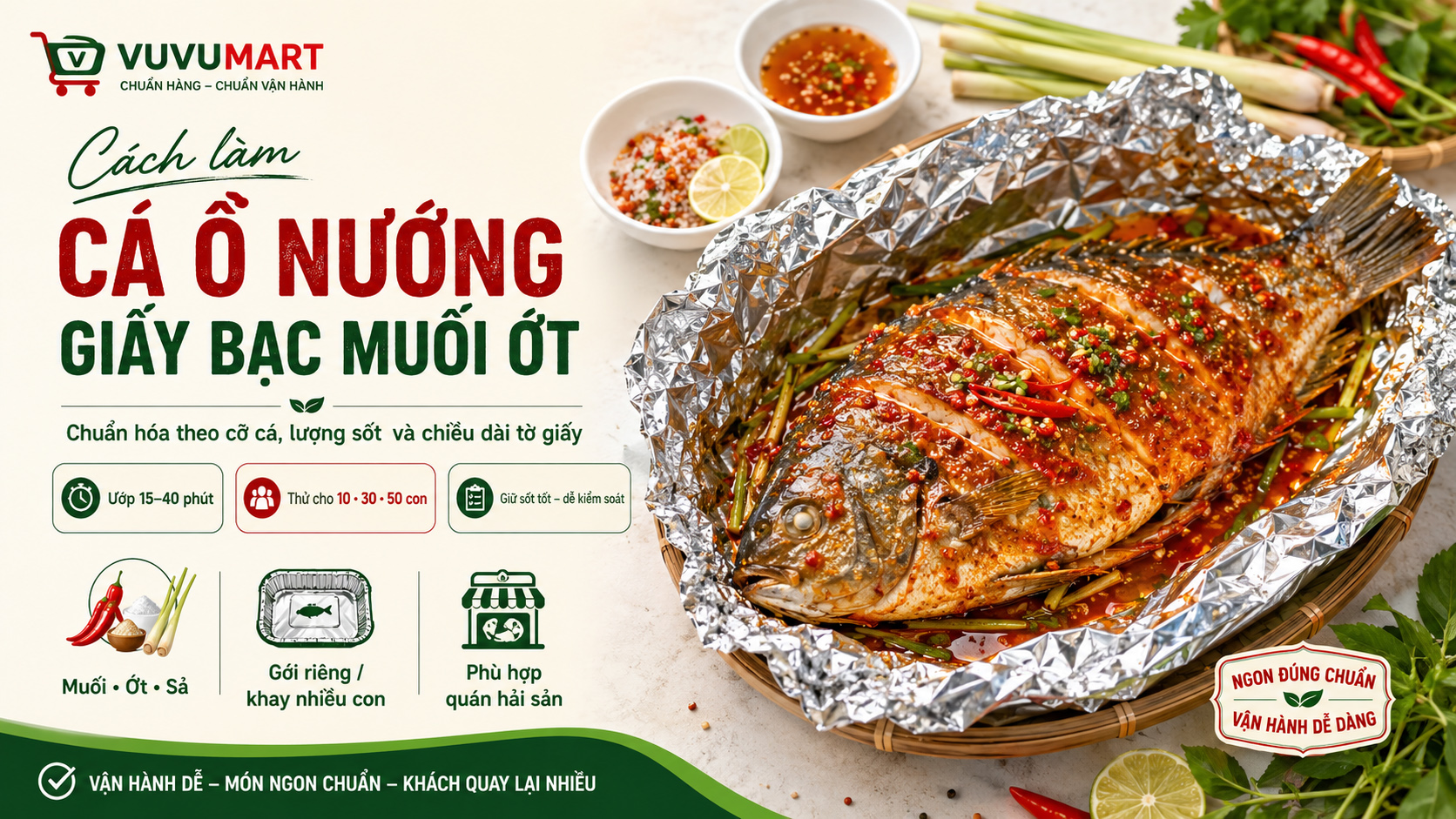 Cách làm cá ồ nướng giấy bạc muối ớt cay thơm, thịt cá mềm ngọt