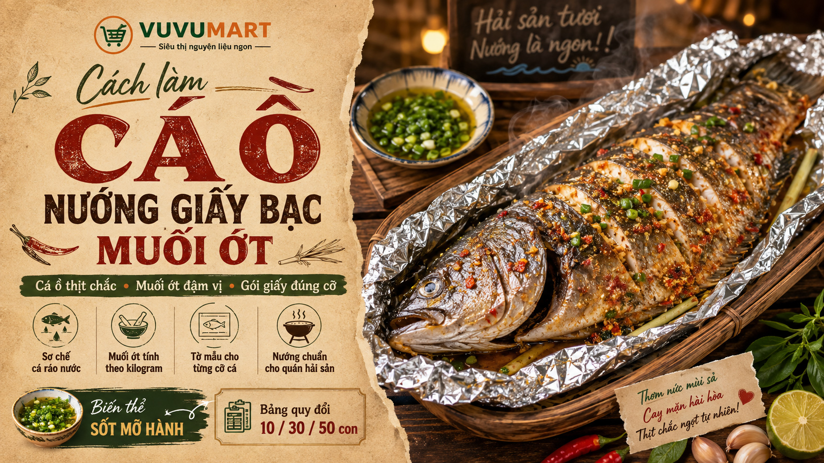 Cách làm cá ồ nướng giấy bạc muối ớt cay thơm, thịt cá mềm ngọt