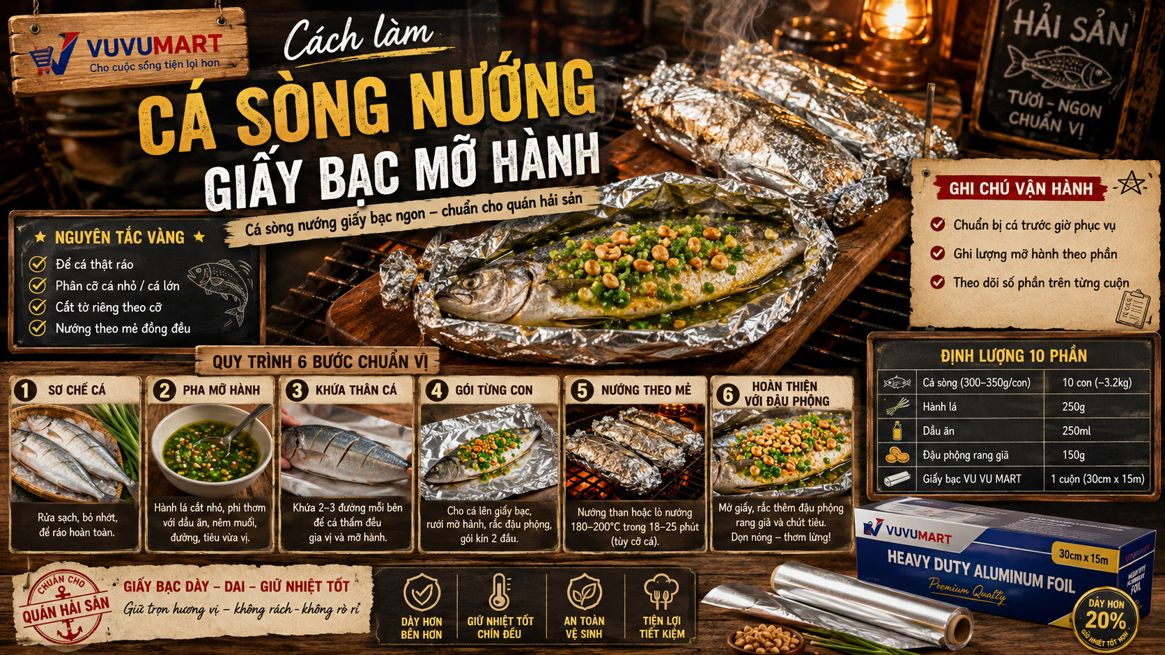 Cách làm cá sòng nướng giấy bạc mỡ hành béo thơm, dễ áp dụng cho quán