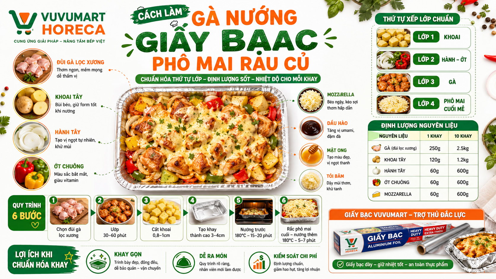 Cách làm gà nướng giấy bạc phô mai rau củ béo thơm, kéo sợi hấp dẫn