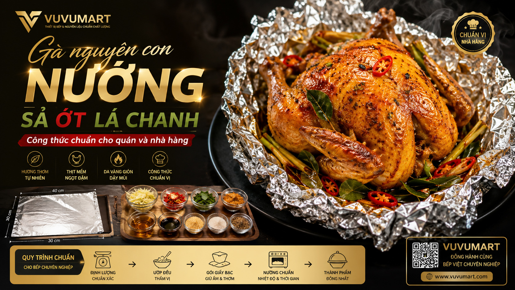 Cách làm gà nướng giấy bạc sả ớt lá chanh thơm nức, đậm vị