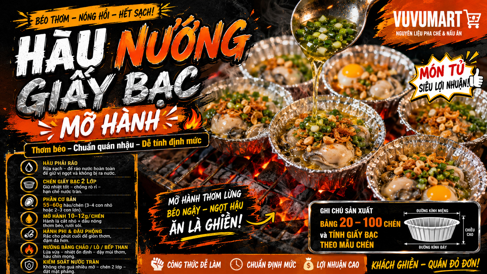 Cách làm hàu nướng giấy bạc mỡ hành béo thơm, không chảy nước