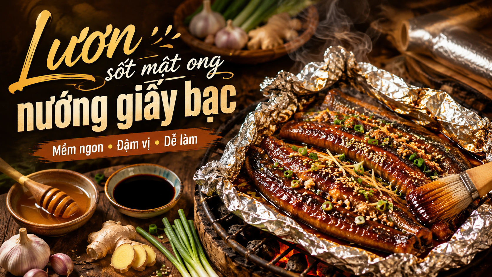 Cách làm lươn sốt mật ong nướng giấy bạc mềm thơm, đậm vị 3 Cách làm lươn sốt mật ong nướng giấy bạc mềm thơm, đậm vị
