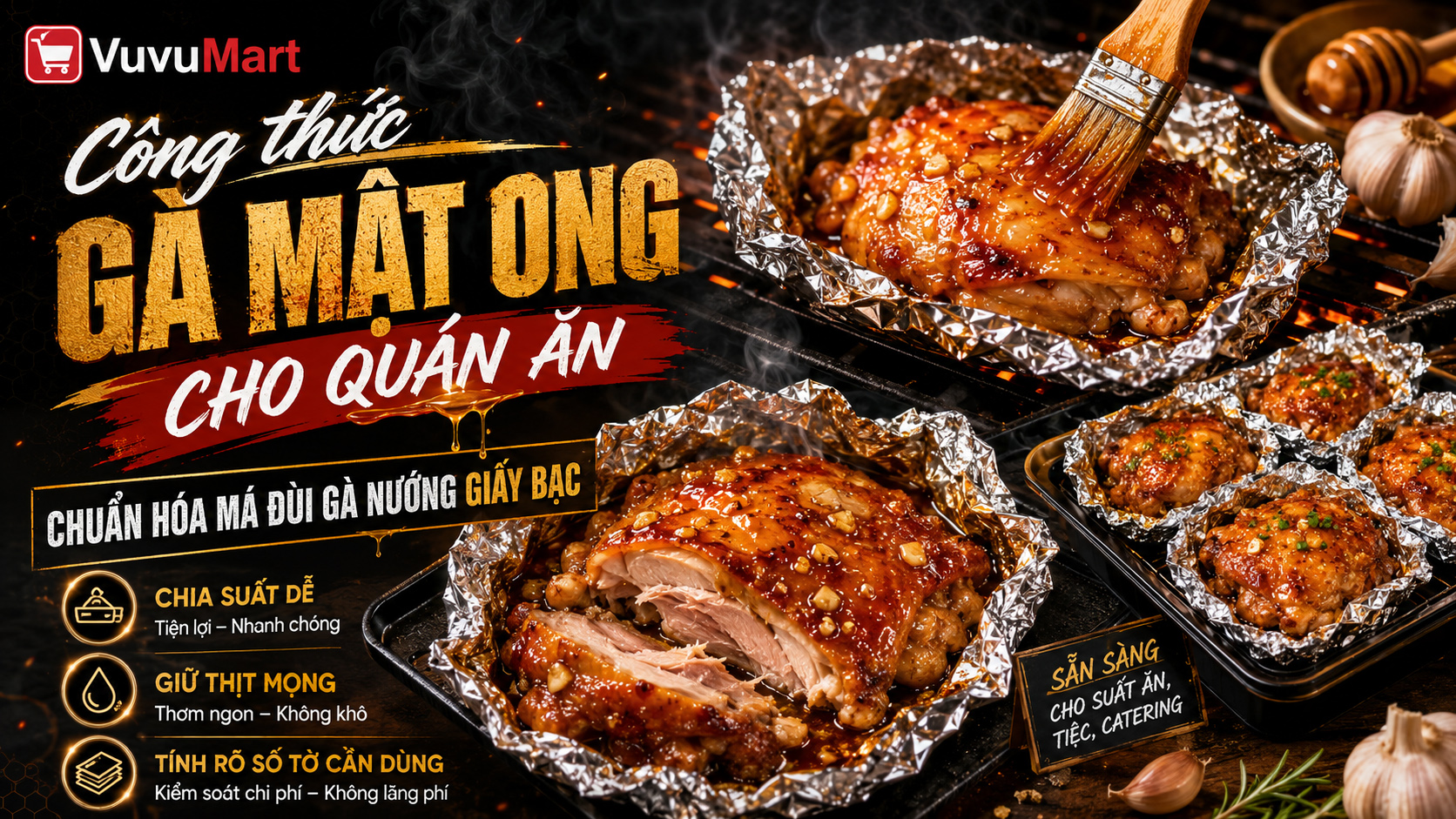 Cách làm má đùi gà nướng giấy bạc mật ong tỏi mềm mọng, vàng óng