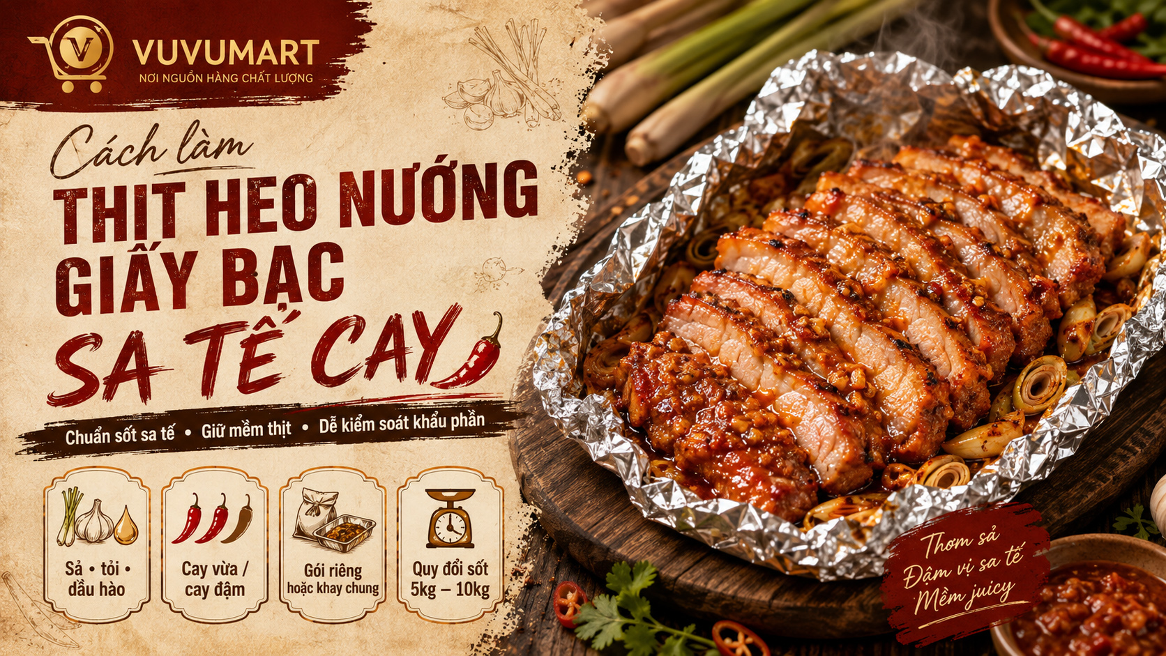 Cách làm nạc vai heo nướng giấy bạc sữa đặc mềm mọng, vàng óng 2 Cách làm nạc vai heo nướng giấy bạc sữa đặc mềm mọng, vàng óng