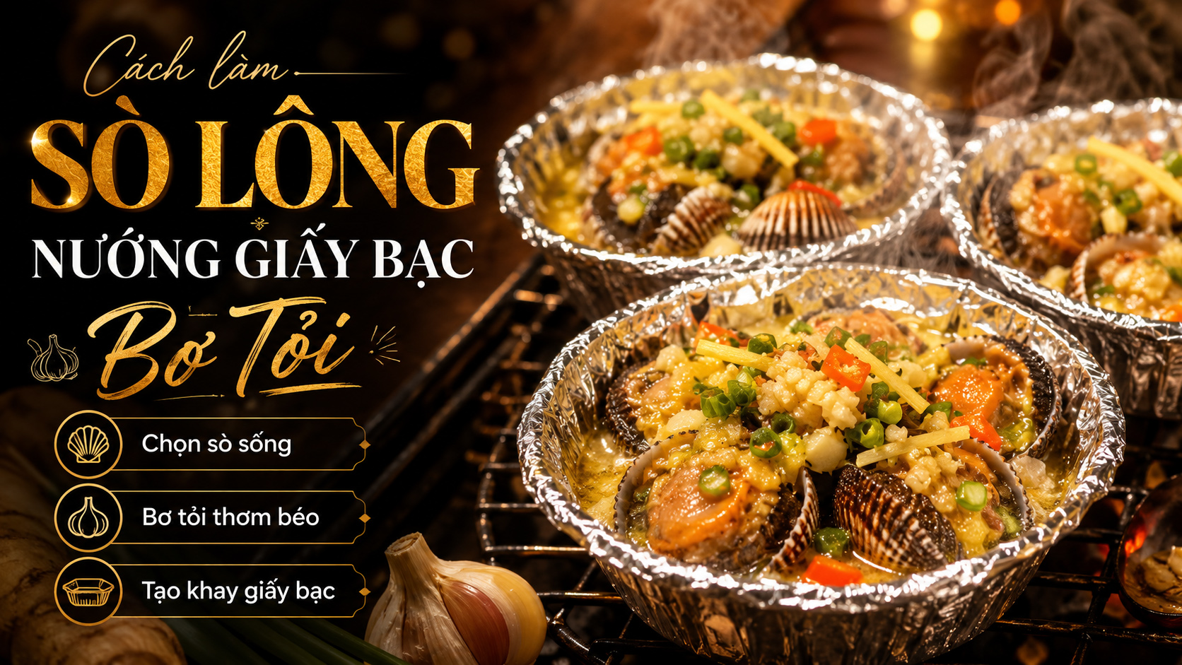 Cách làm sò lông nướng giấy bạc bơ tỏi ngon như nhà hàng trong 5 bước