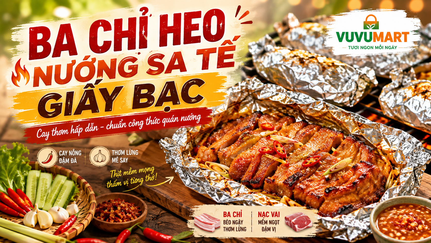 Cách làm thịt heo nướng giấy bạc sa tế cay thơm, thịt mềm không bị khô