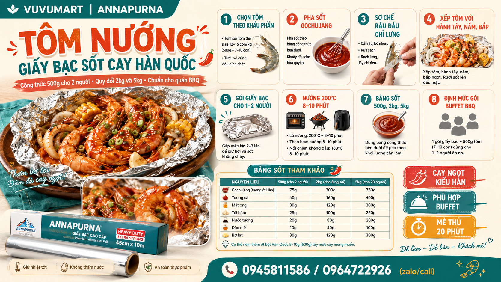 Cách làm tôm nướng giấy bạc kiểu Hàn cay ngọt, nhanh gọn trong 20 phút