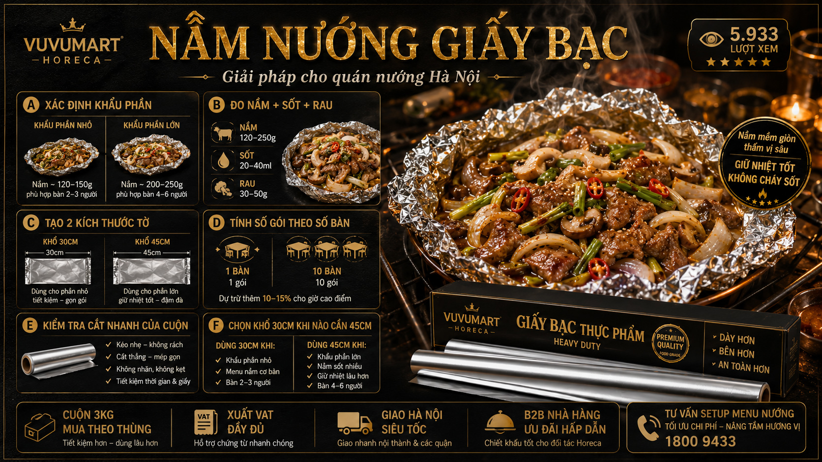 Nầm nướng giấy bạc Hà Nội cho nhà hàng tính tờ cắt theo phần và số bàn